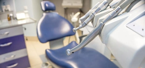 Close-up of dental chair